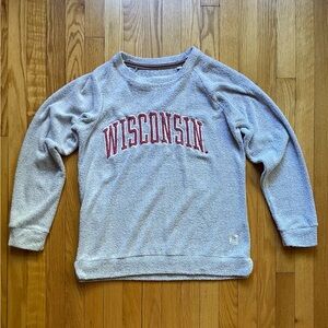 Wisconsin Badgers Pressbox Women’s Crewneck Comfy Terry Sweatshirt Medium Gray
